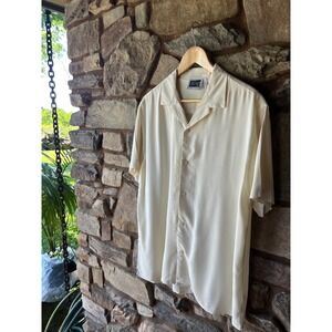 Reclaimed Vintage Mens Cream Camp Collar Shirt